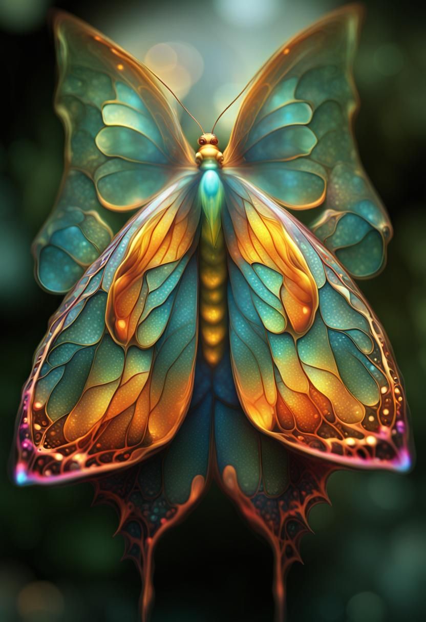 Psychedelic Butterfly with Glass Effect and Vivid Colors