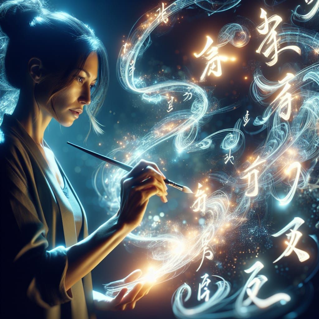 Hispanic Artist Paints Luminous Calligraphy Mid-Air