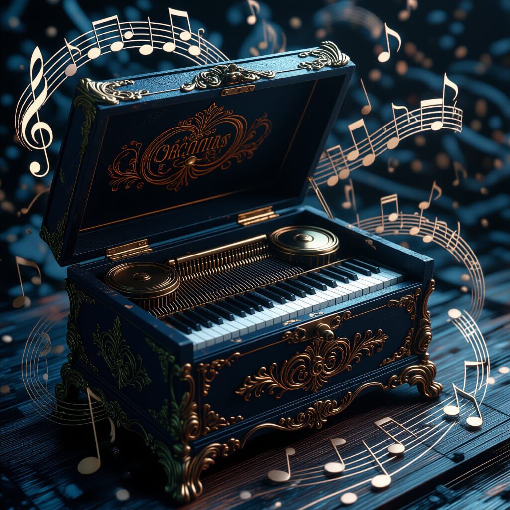 Airbrush Art: Old Music Box in Detailed Painting