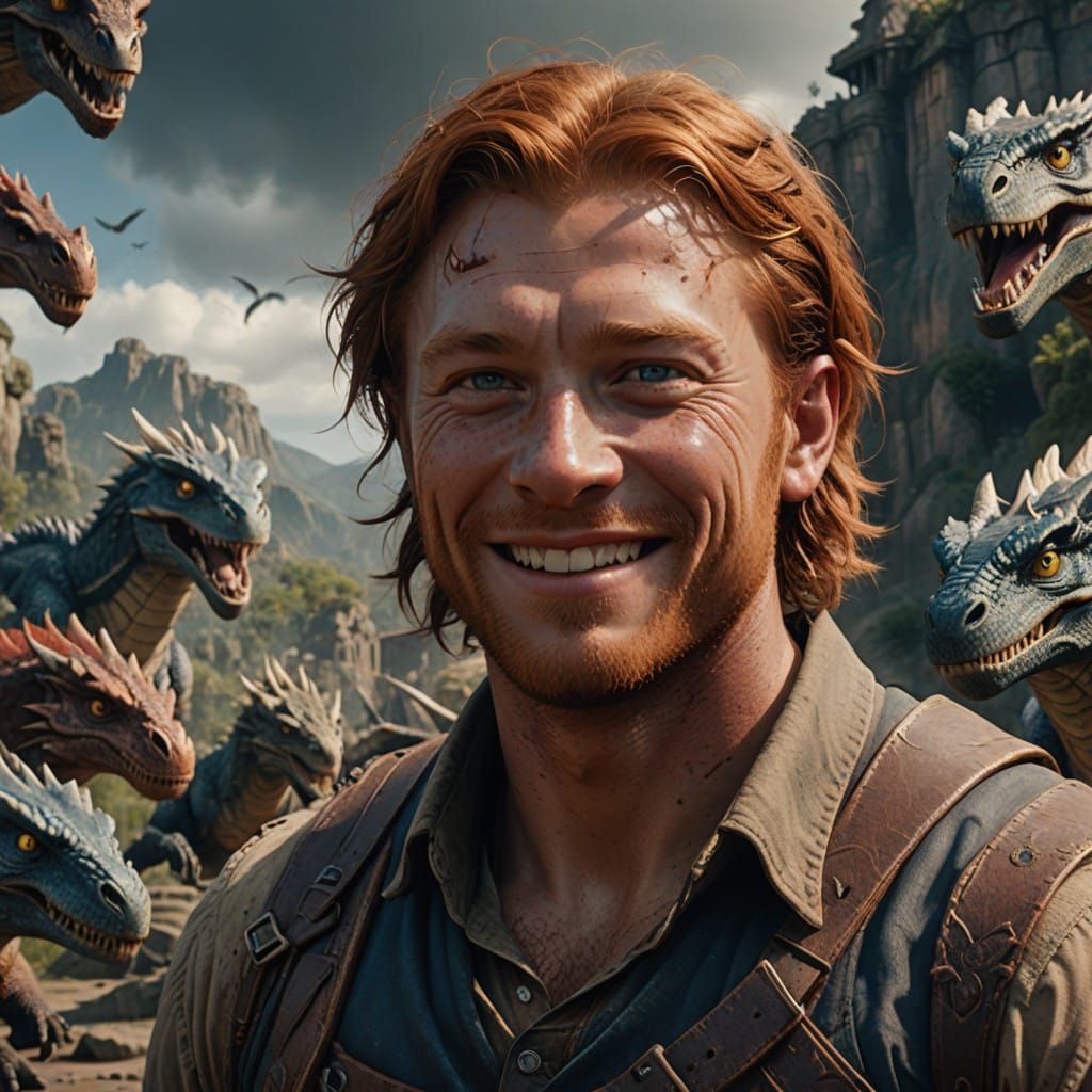 Broad-Faced Wizard Charmer in Epic Fantasy Scene