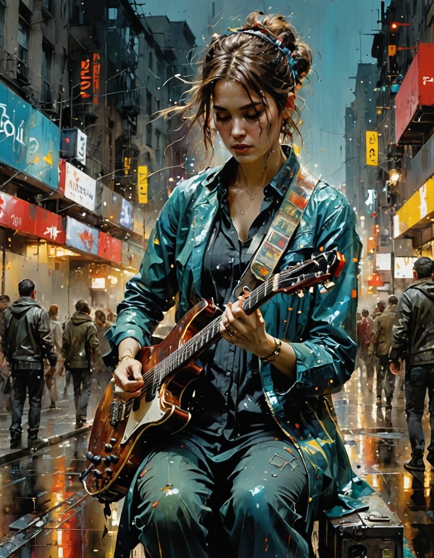 Multichromatic Musical Notes in Oil on Canvas