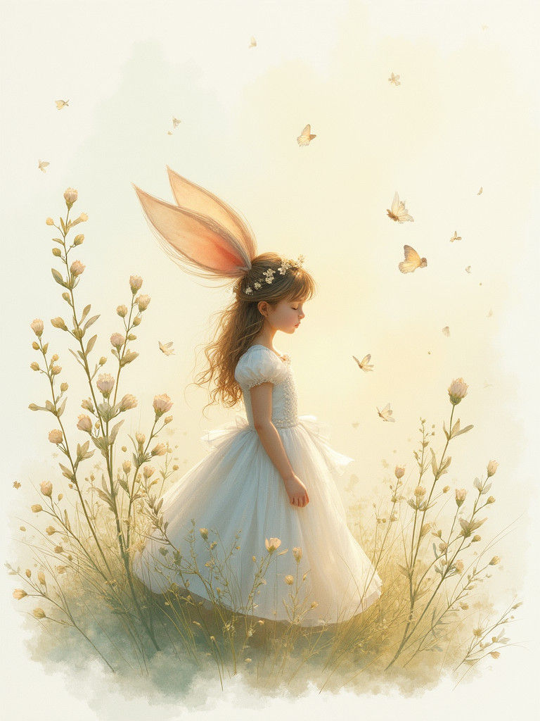 Ethereal Watercolor Painting with Delicate Details