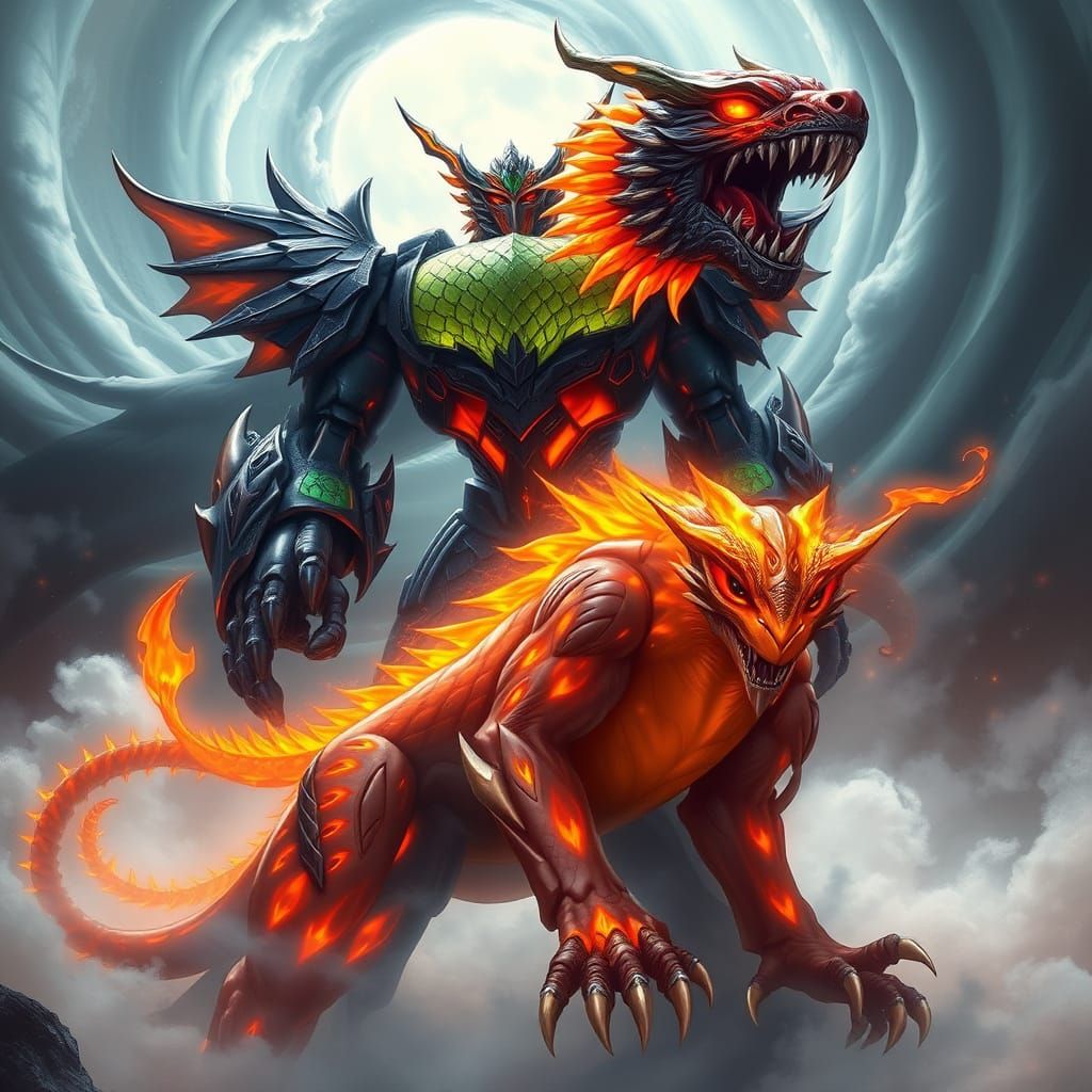 Fantasy Megazord in Ethereal, Dreamlike Landscape