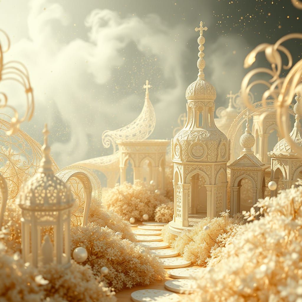 Elegant Ivory Garden with Gold Dust Details