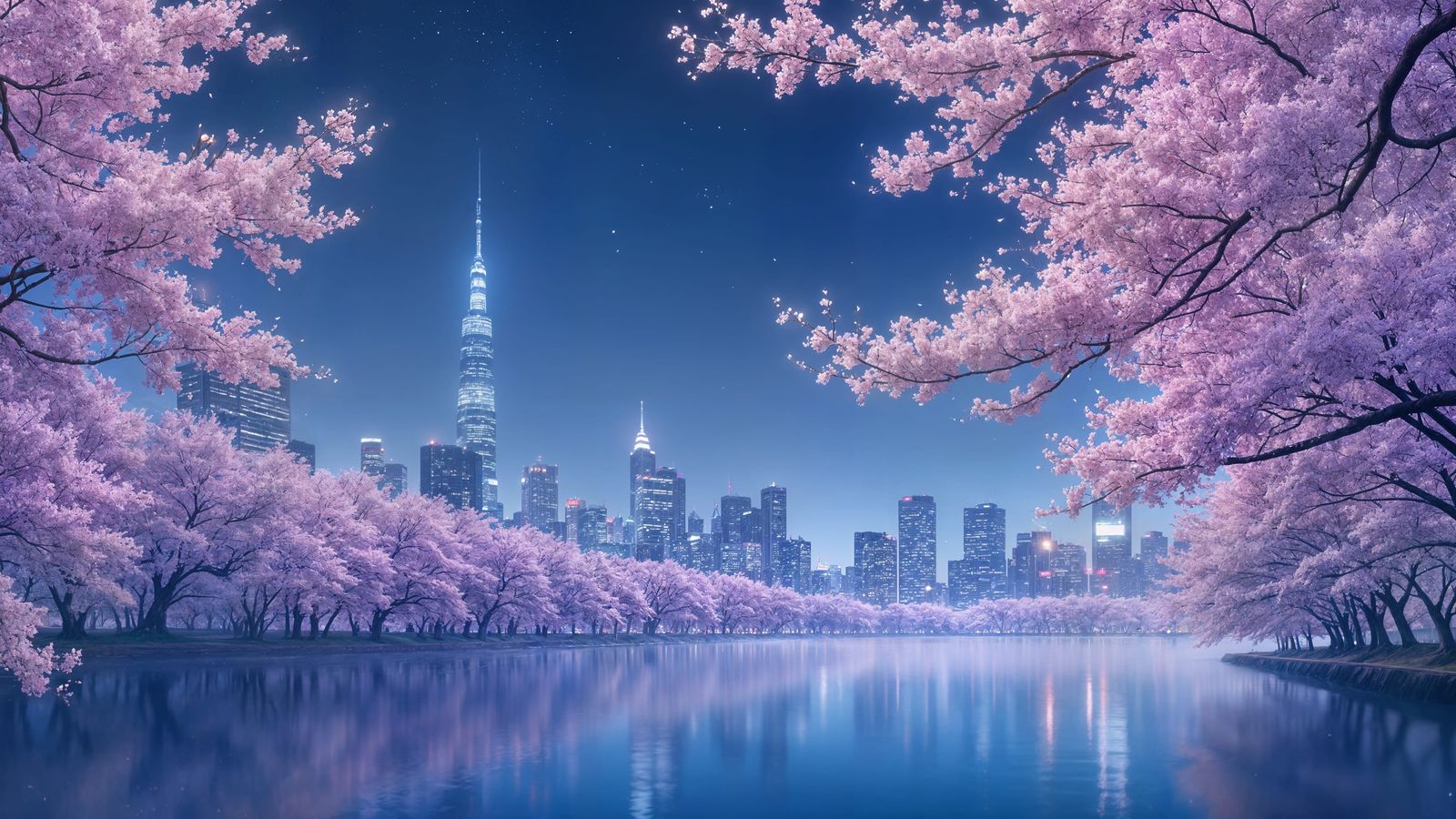 Blossoming Dreams in Neon City