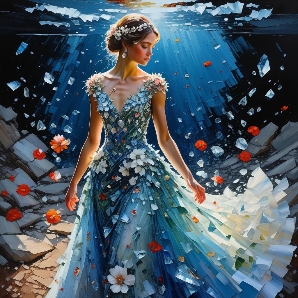 Floral Crystal Gown as Oil Painting