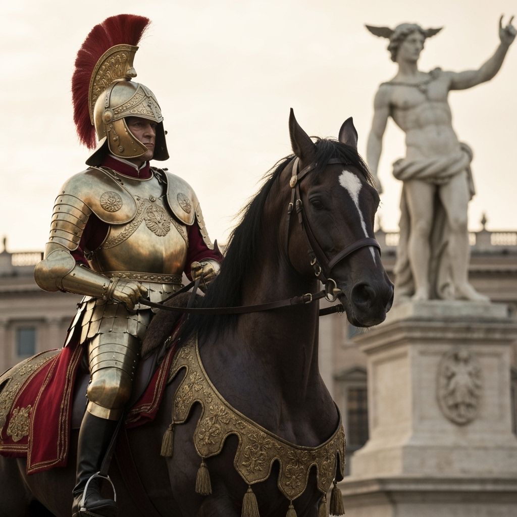 Cuirassier on Horseback in Gleaming Parade Uniform