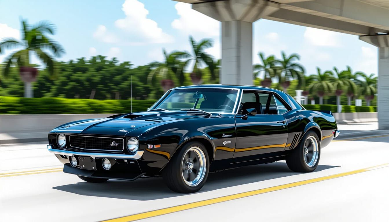 Sleek Aerodynamic Sports Car in Midnight Highway Style