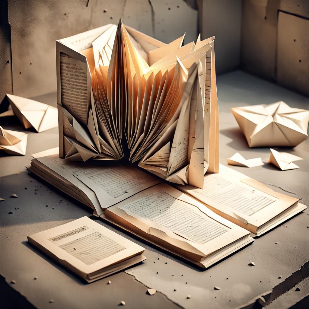 Papercraft Book on Concrete in Dieselpunk Style