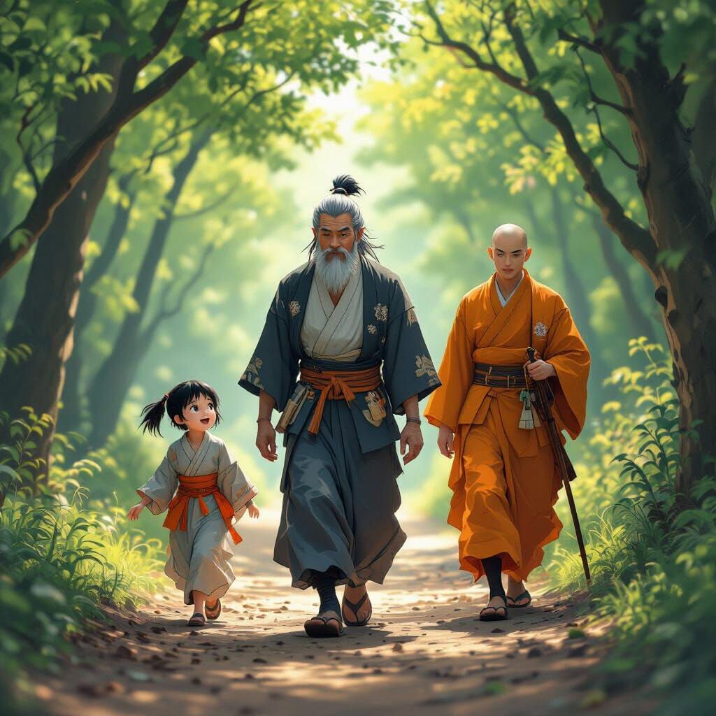 Serene Forest Walk Inspired by Anime and 3D Art