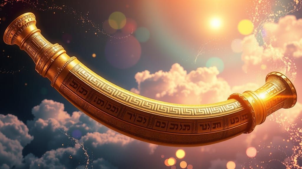 Ethereal Divine Shofar in Golden Hues