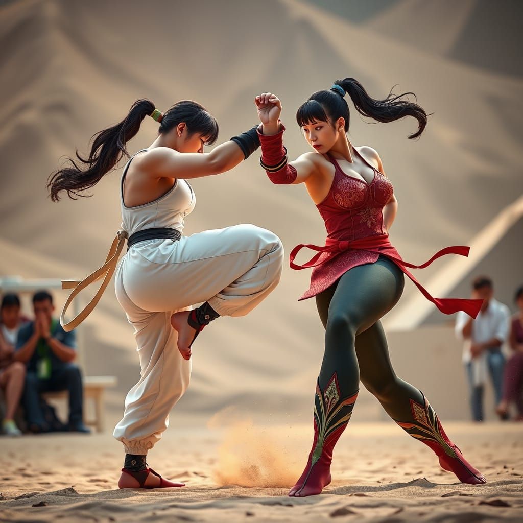 Epic Martial Arts Battle in Hyperealistic Style
