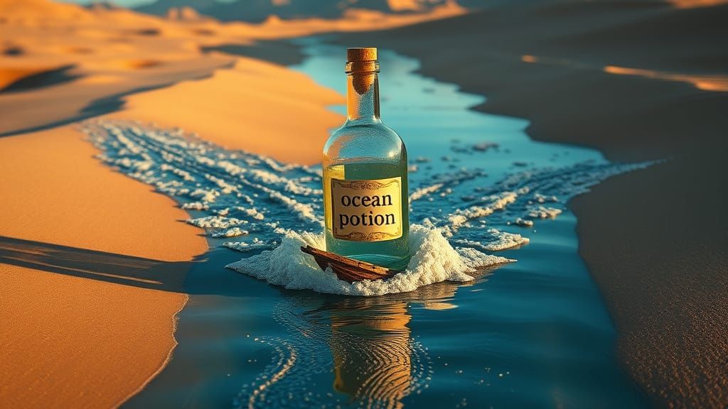 Ocean Potion Bottle Navigates Desert Shipwreck in Matte Pain...