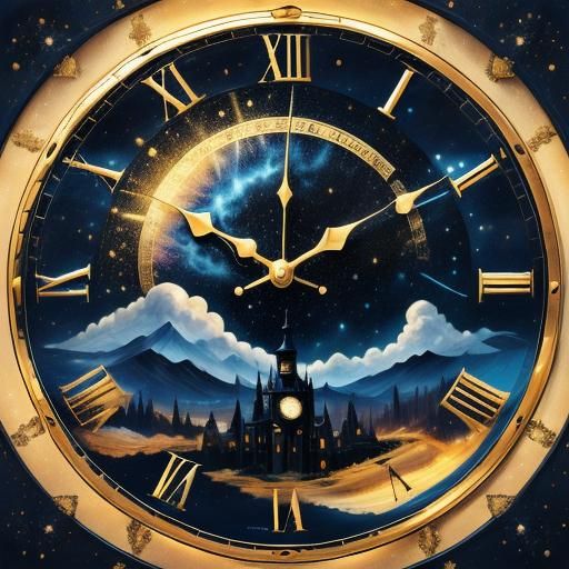 Clock Tower Under Midnight Aurora