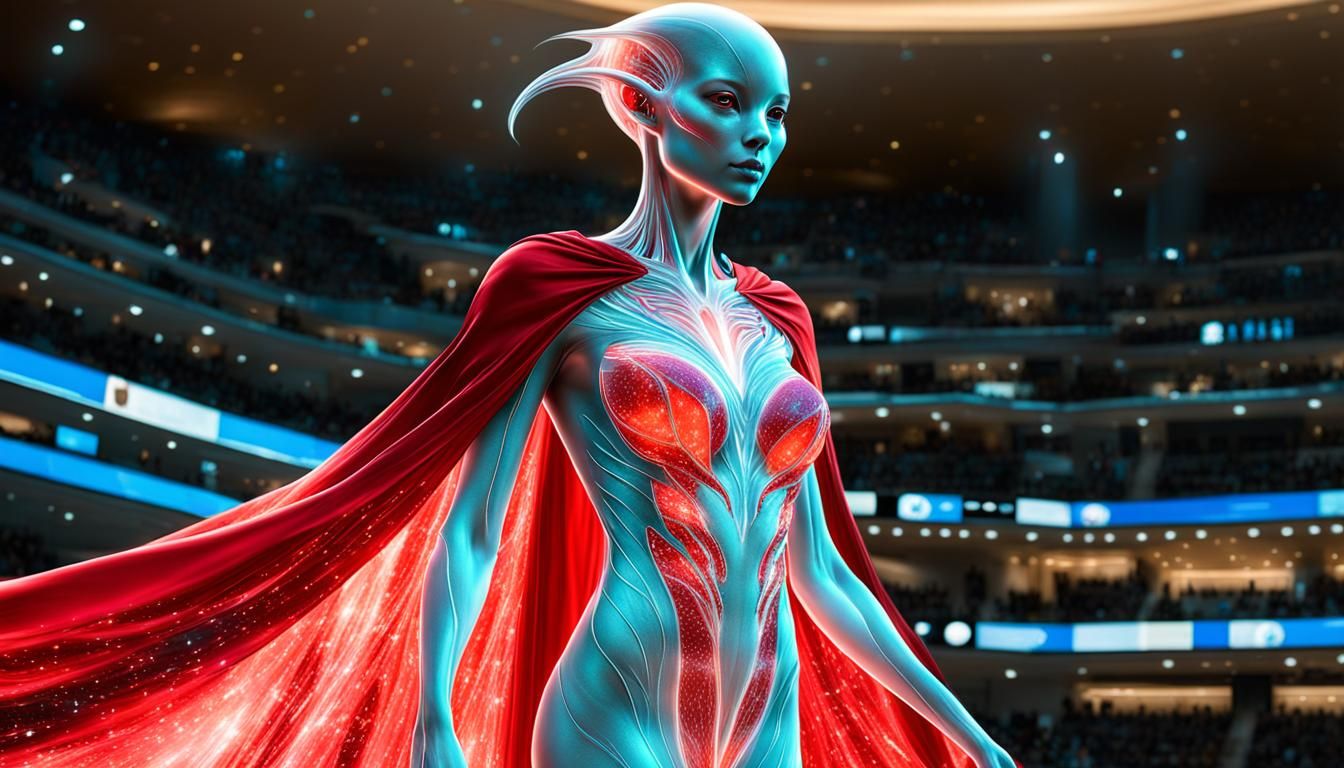 Opalescent Alien Emissary Speaks at United Nations