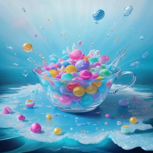 Candy Mug on Ice: Hyperrealistic Candyland Art