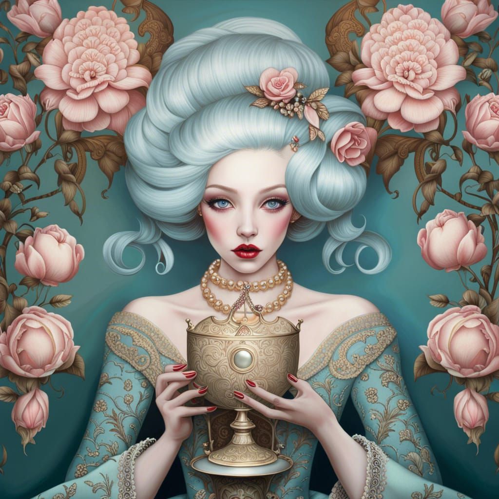 Magical Woman in Dreamlike Rococo Setting