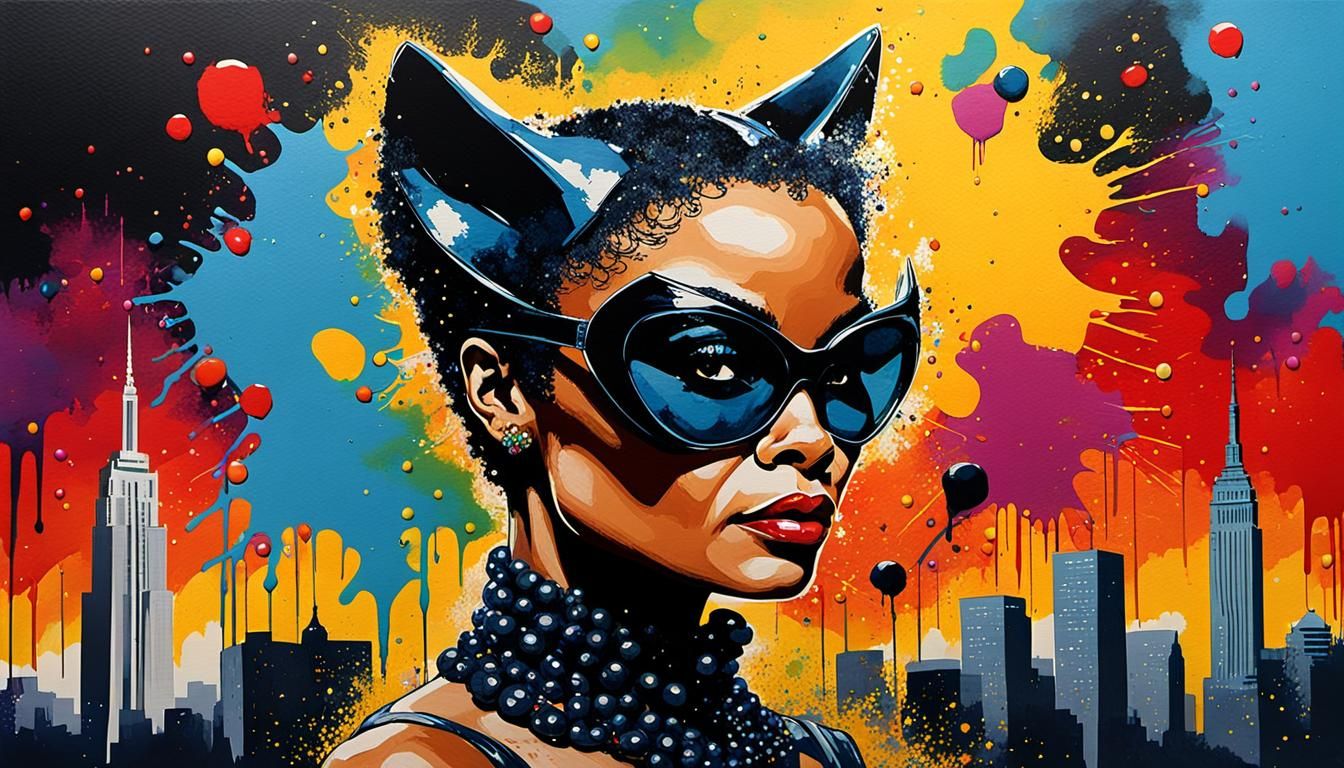 Eartha Kitt as Catwoman in Pop Art Watercolor