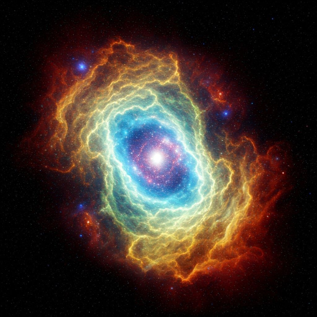 Vibrant Cosmic Nebula in Kaleidoscope Colors