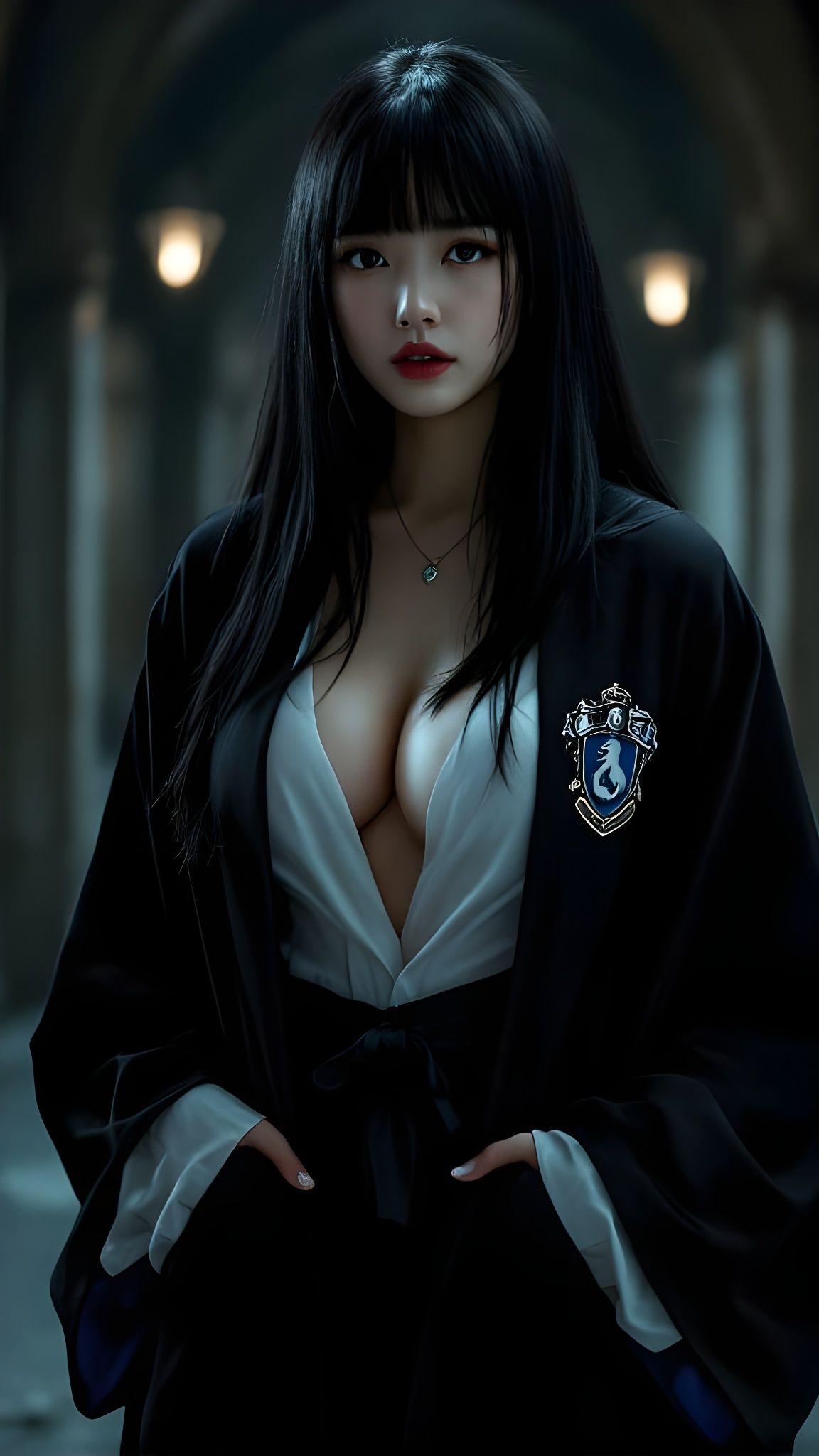 Seductive Cho Chang in Dark Castle Corridor