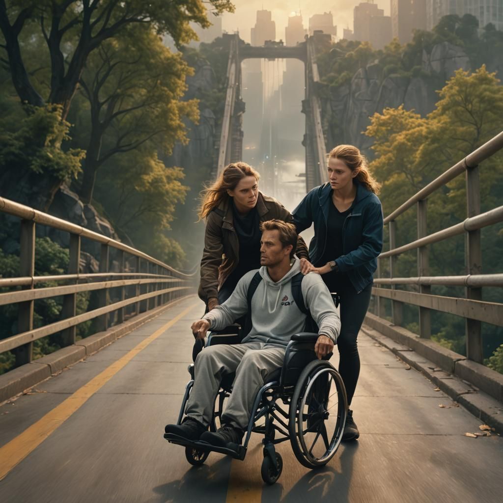 Heroic Athlete Saves Woman: Digital Matte Painting
