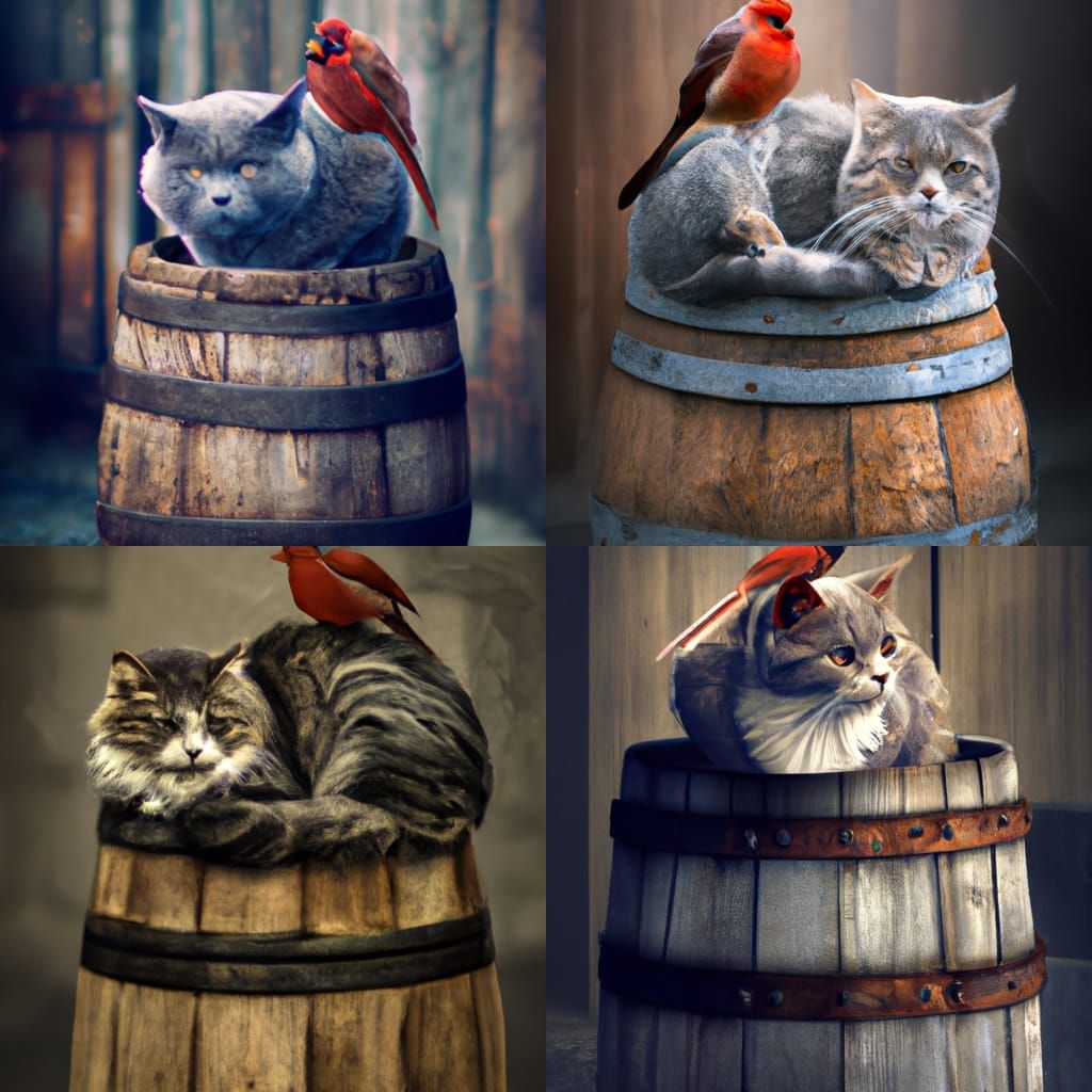 Bird on Cat: Detailed Matte Painting