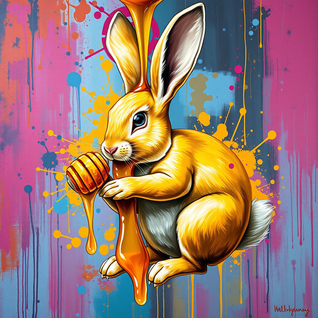 Honey Rabbit in Graffiti Art Style