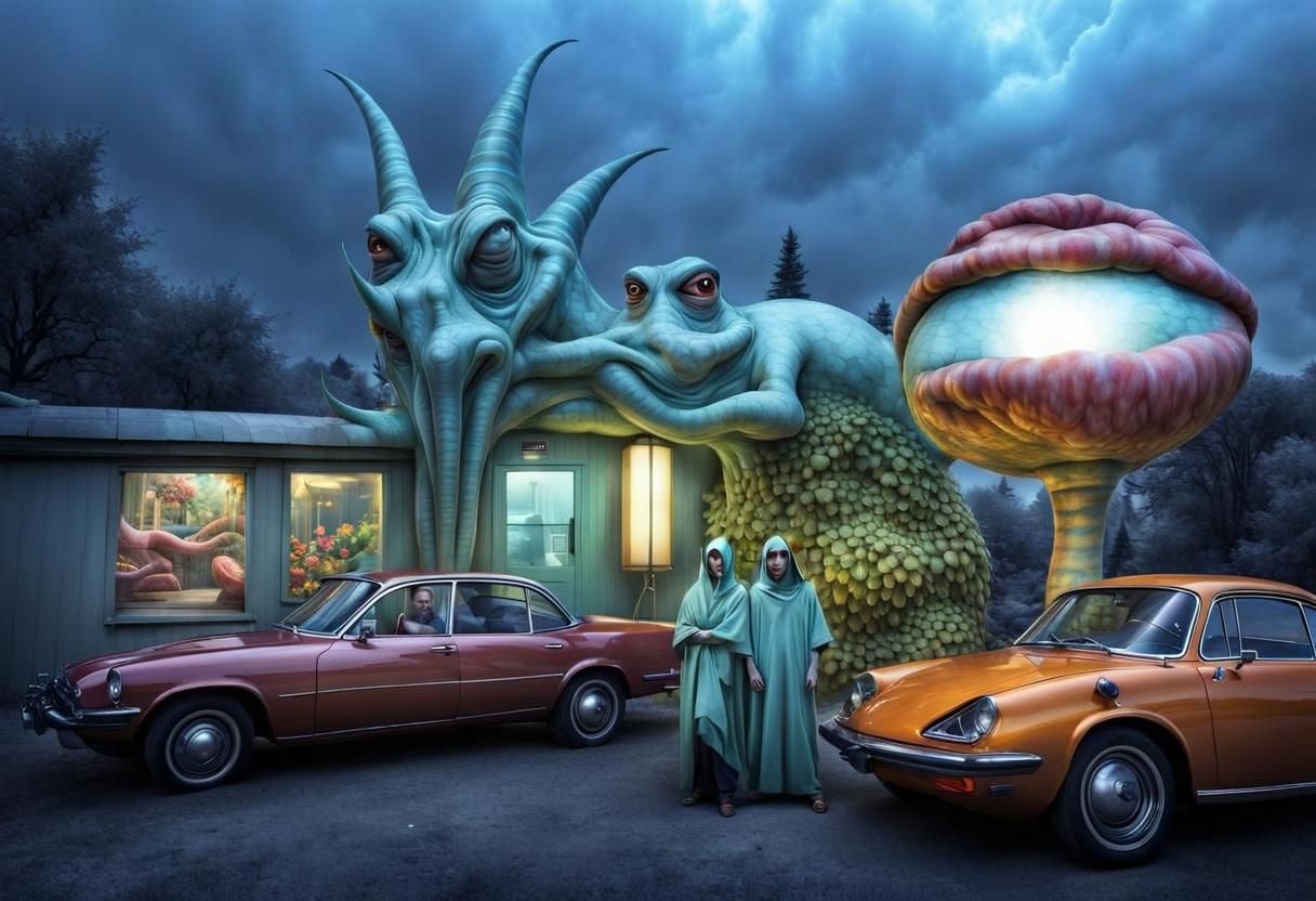 Extravagant Alien Characters in a Cosmic Dreamscape