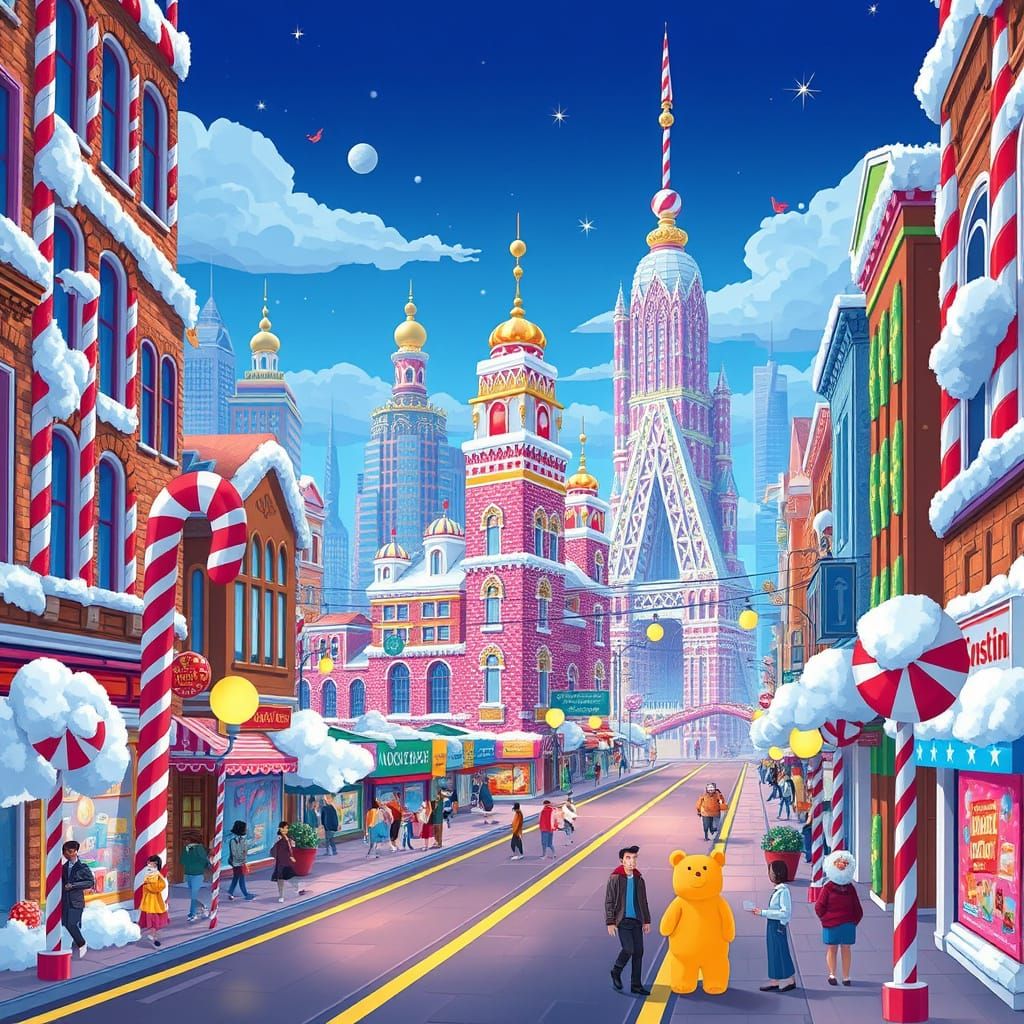 Candy Metropolis in Studio Ghibli Style