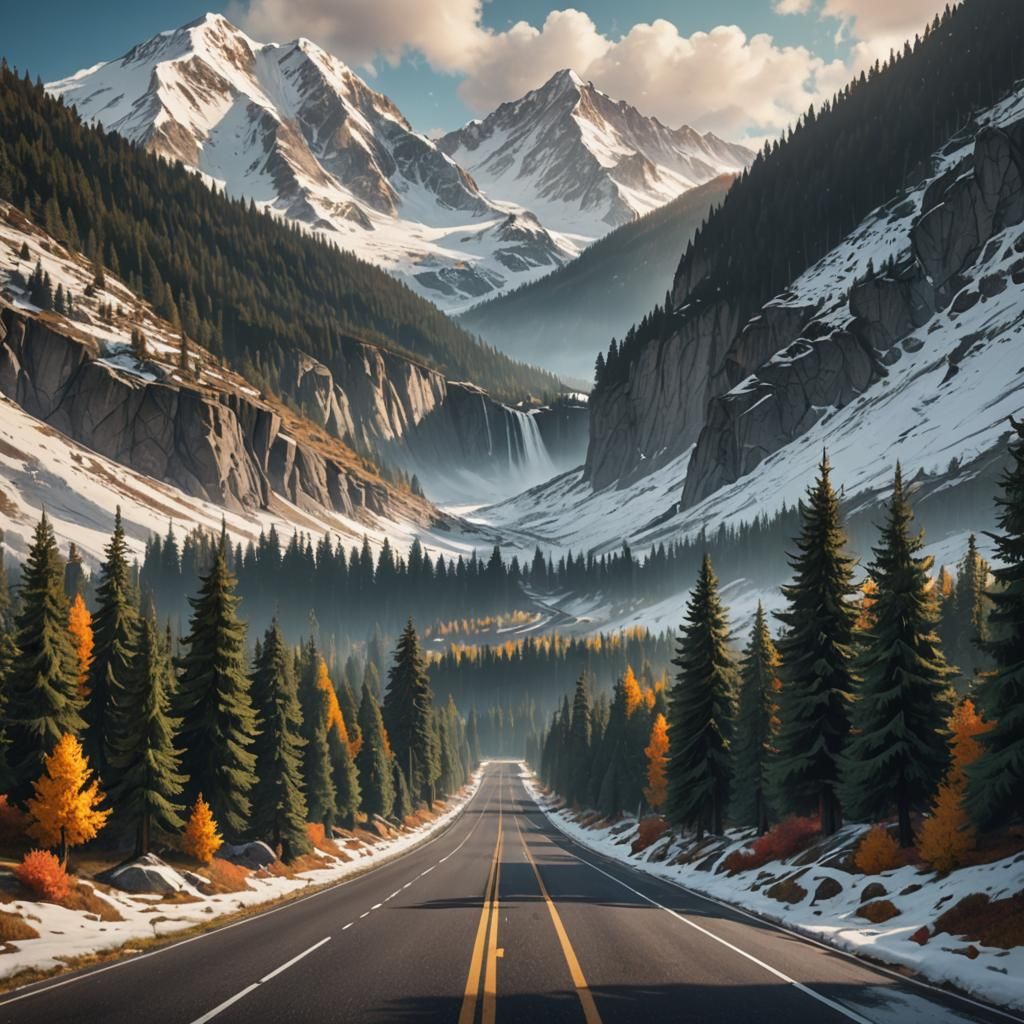 Road to Majestic Mountain: Detailed Matte Painting
