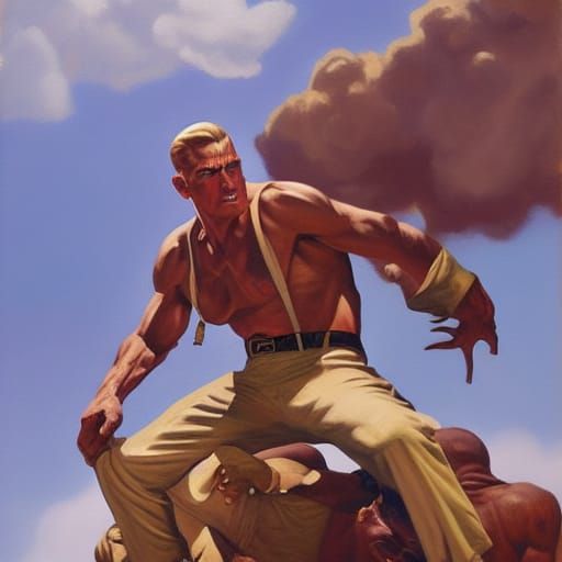 Pulp Hero in Action: A Vintage Adventure Painting