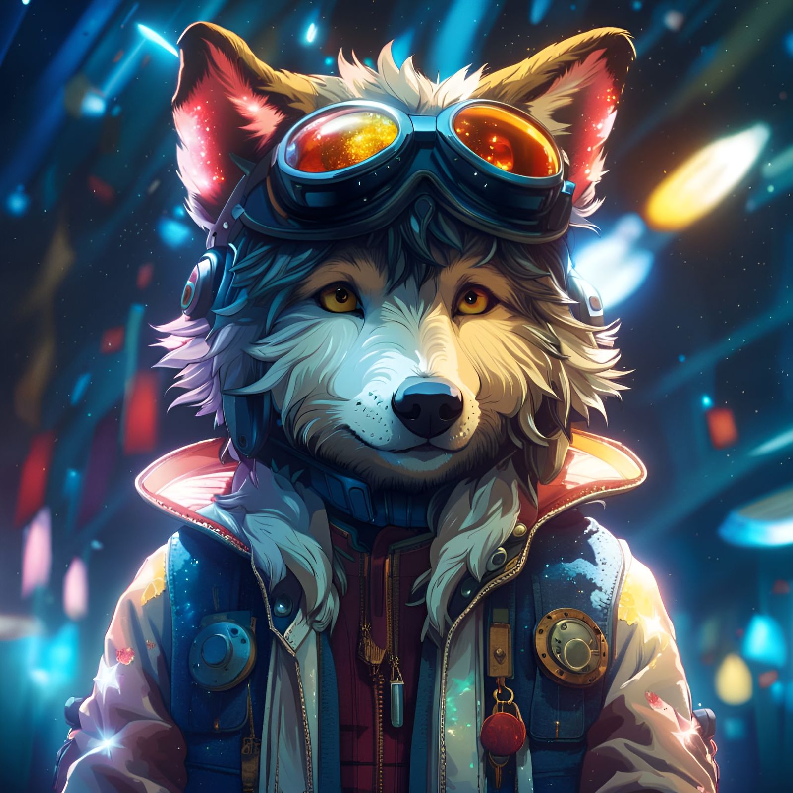 Anime Wolf in Space, Hyperdetailed 8K Resolution