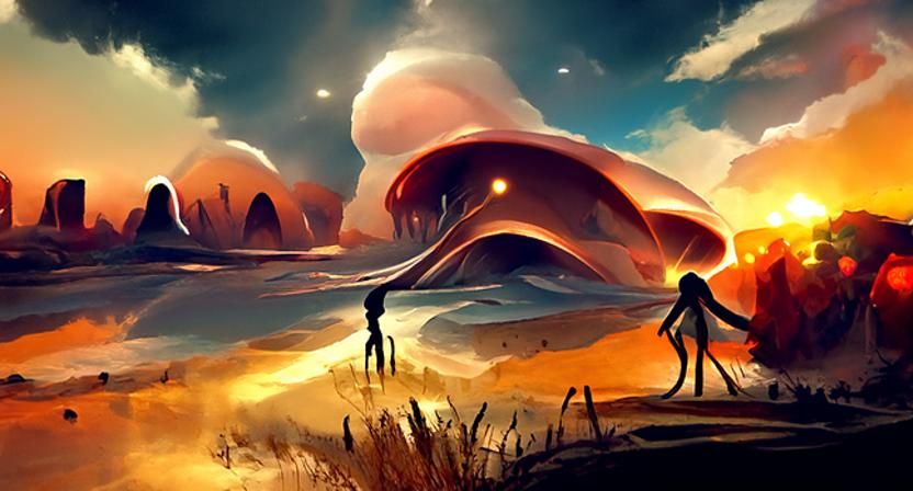 Surreal Science Fantasy Landscape in Digital Art Style