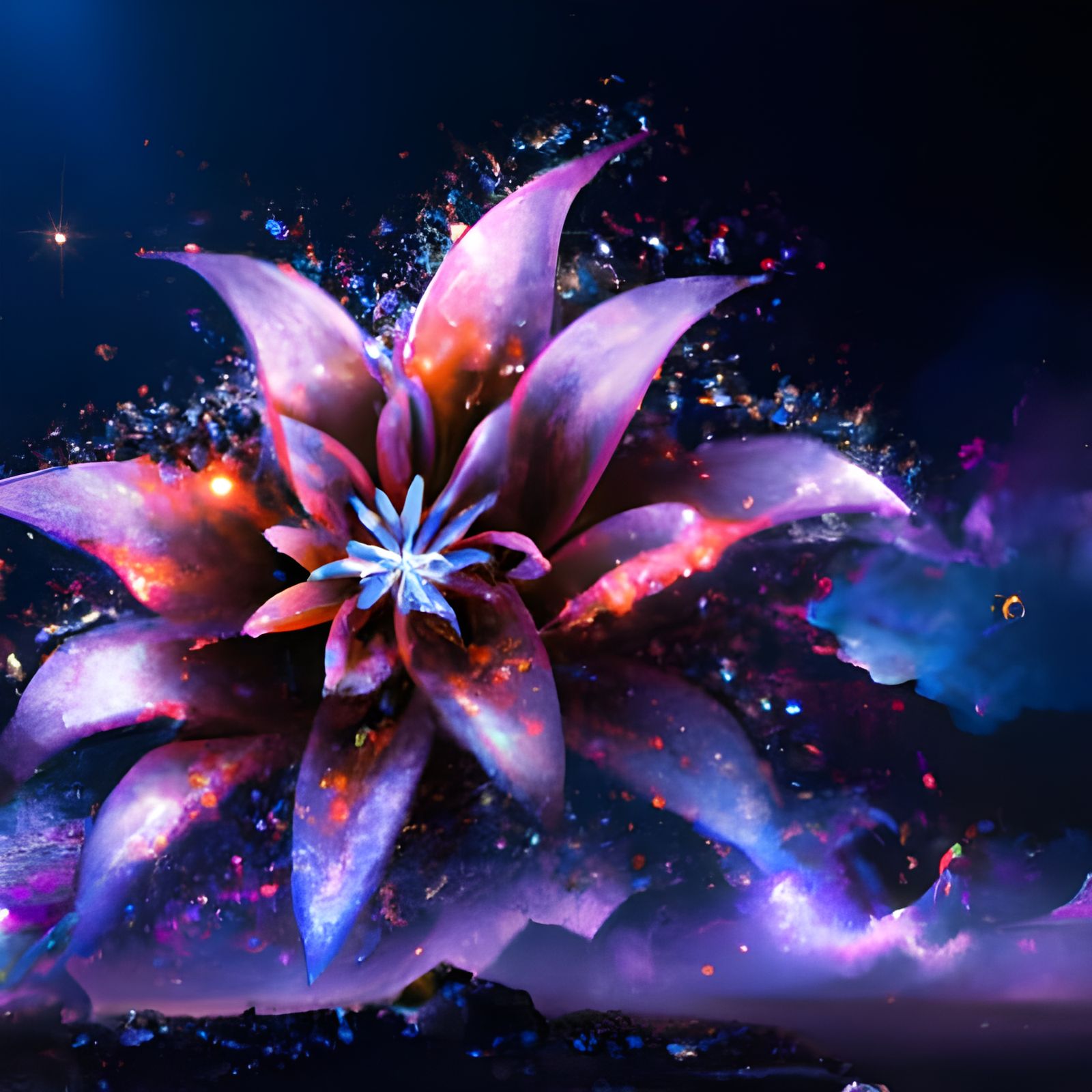 Starry Sky Flower: Digital Fantasy Art