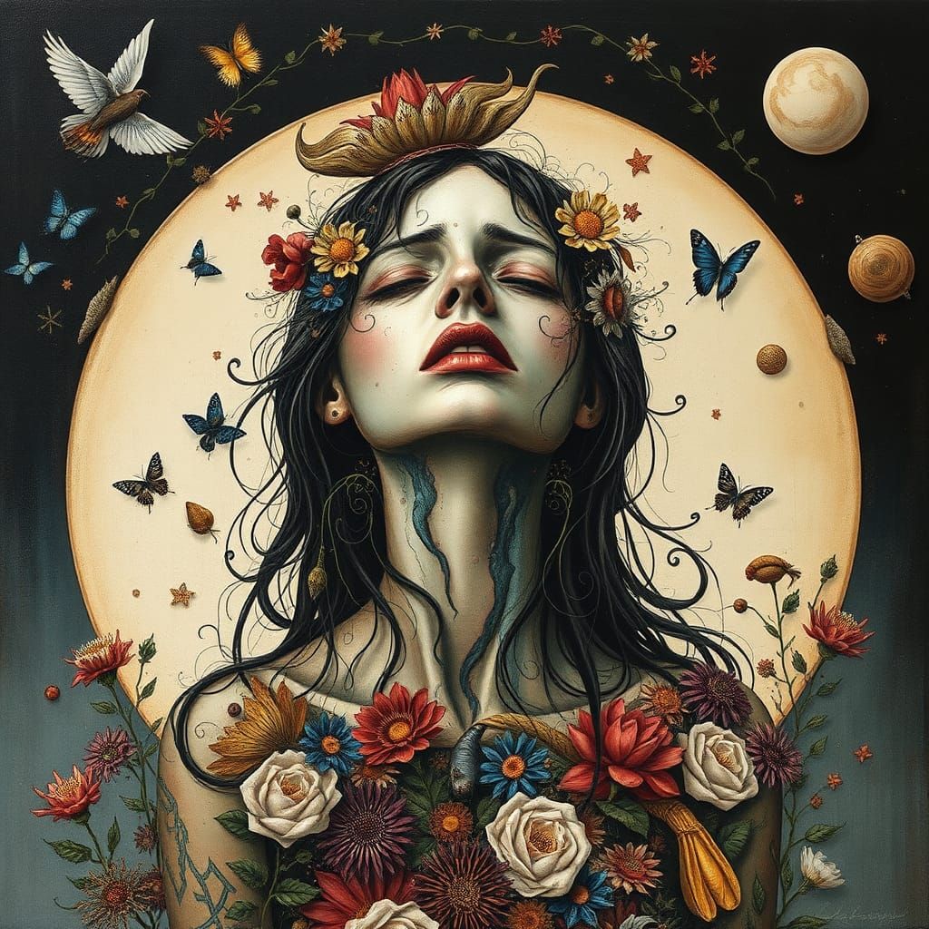 Abstract Woman in Pain: A Mixed Media Artwork