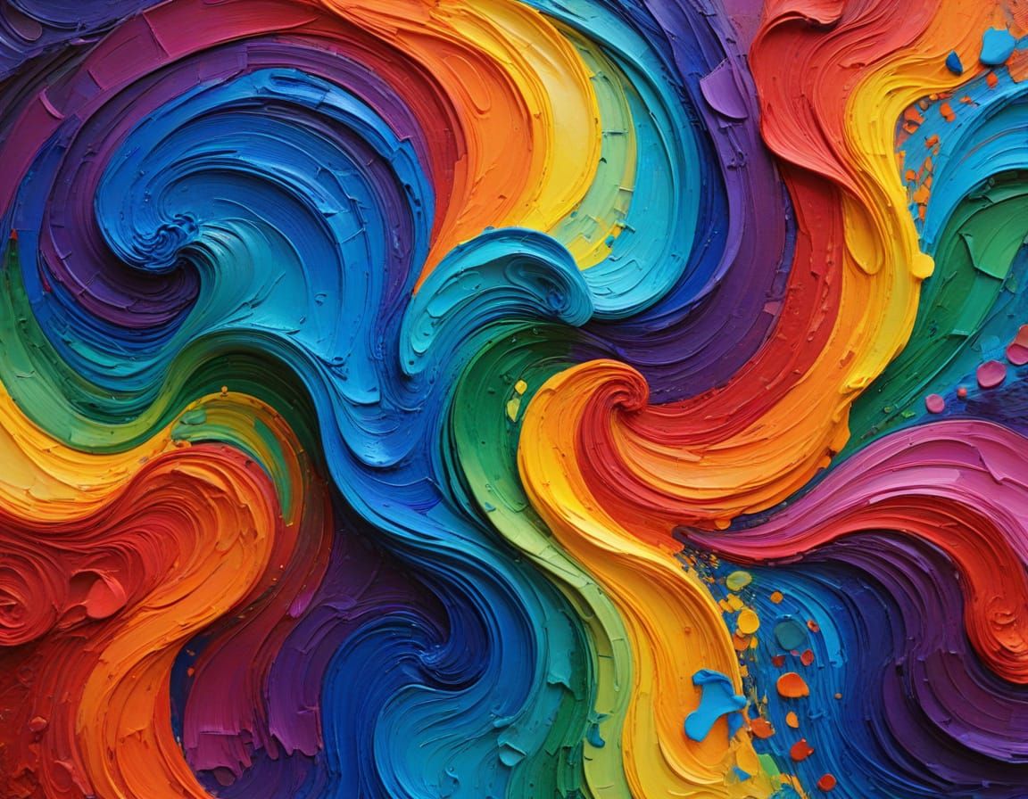 Rainbow Swirls in Impasto Style