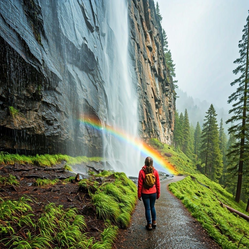 Waterfall Rainbow: A Digital Art Landscape