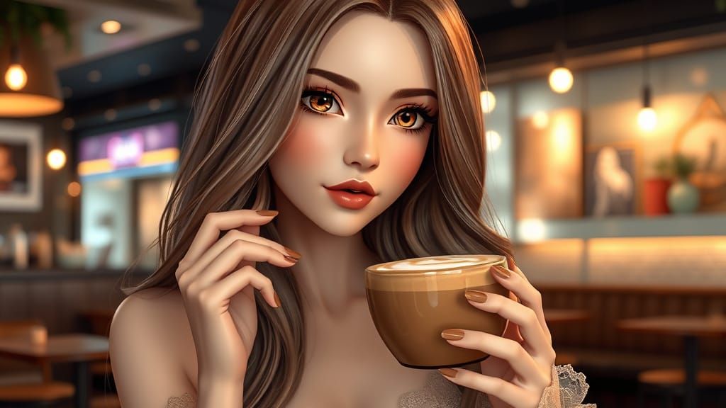 Anime-Inspired Cafe Scene in 8K Resolution