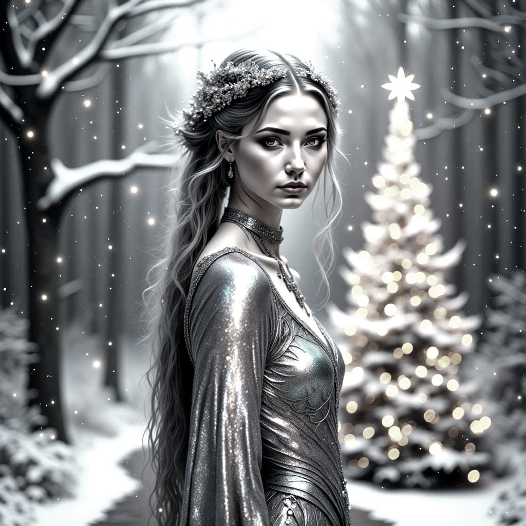 Winter Forest Scene with Luminous Details