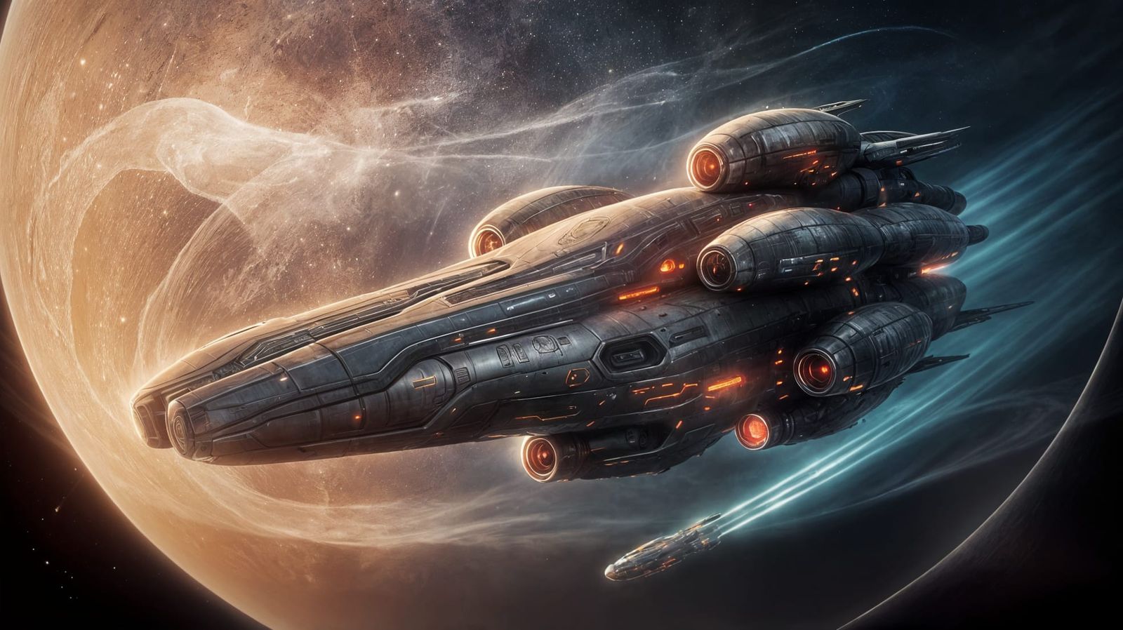 Galactic Space Pirate Ship in Ominous Glow