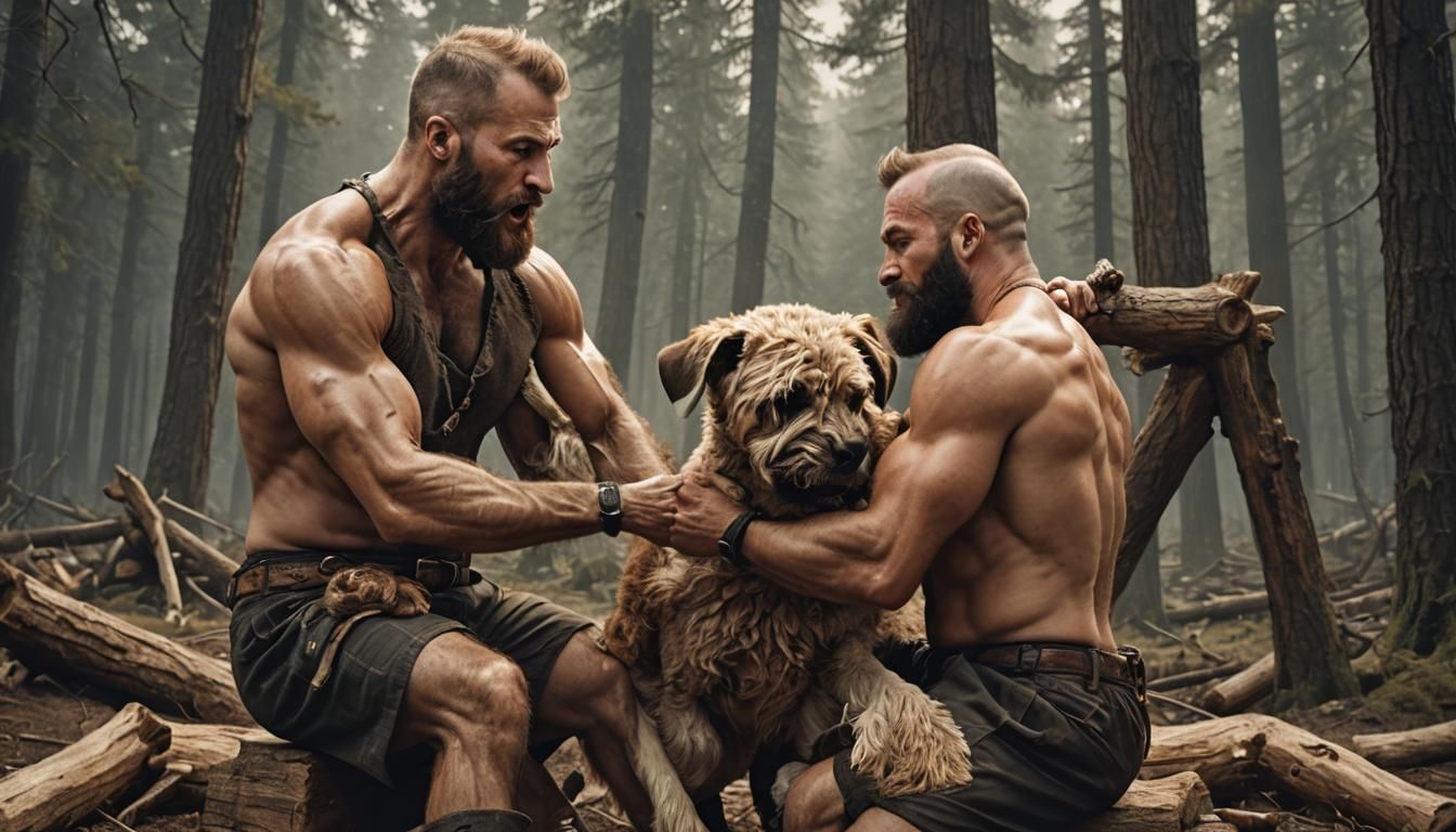 Hairy Athlete Biting Bone, Golden Ratio Composition