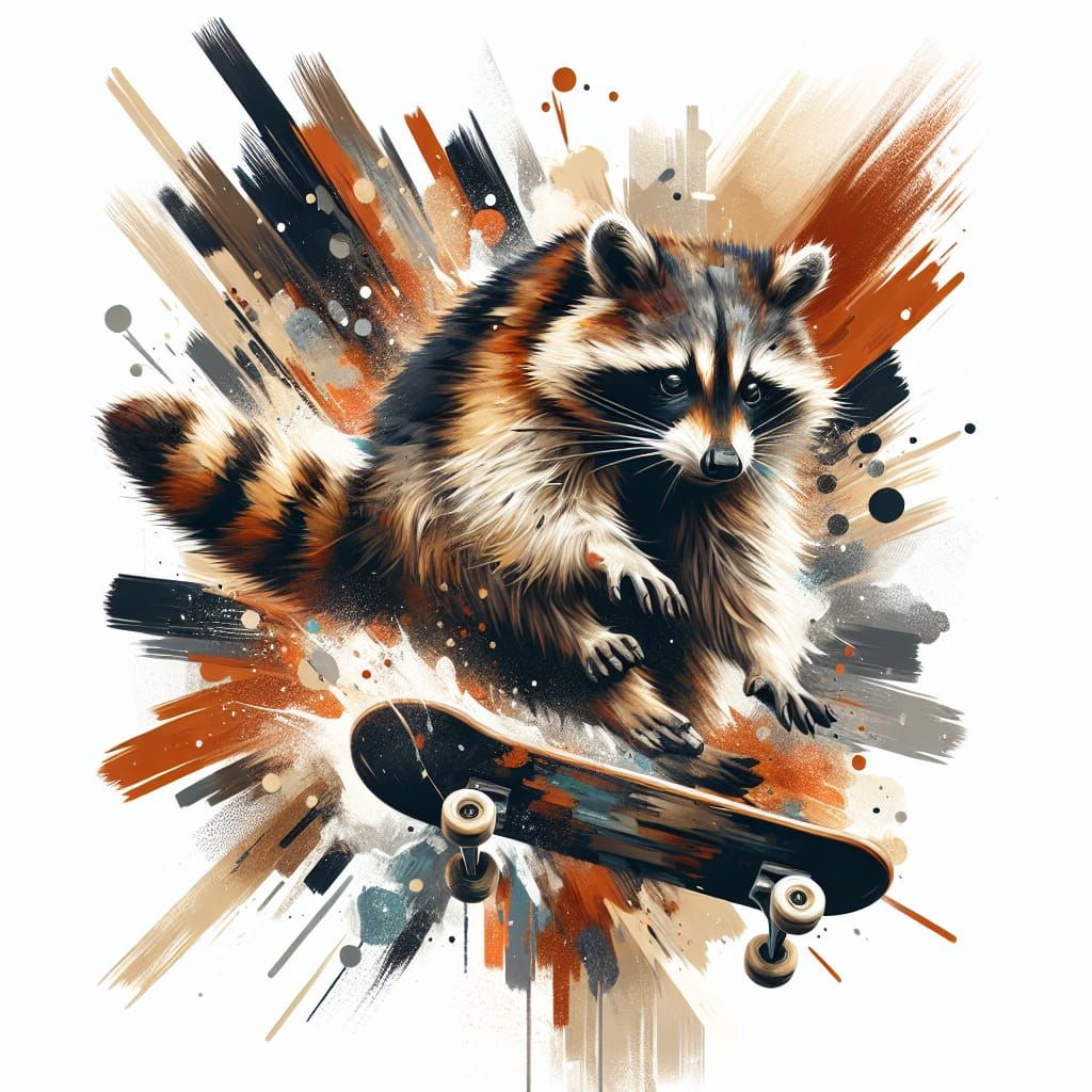 Raccoon Skater Performs Daring Trick in Mid-Air