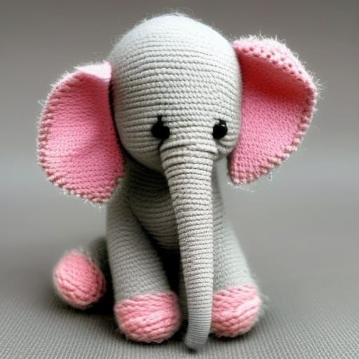 Adorable Yarn Elephant with Big Eyes