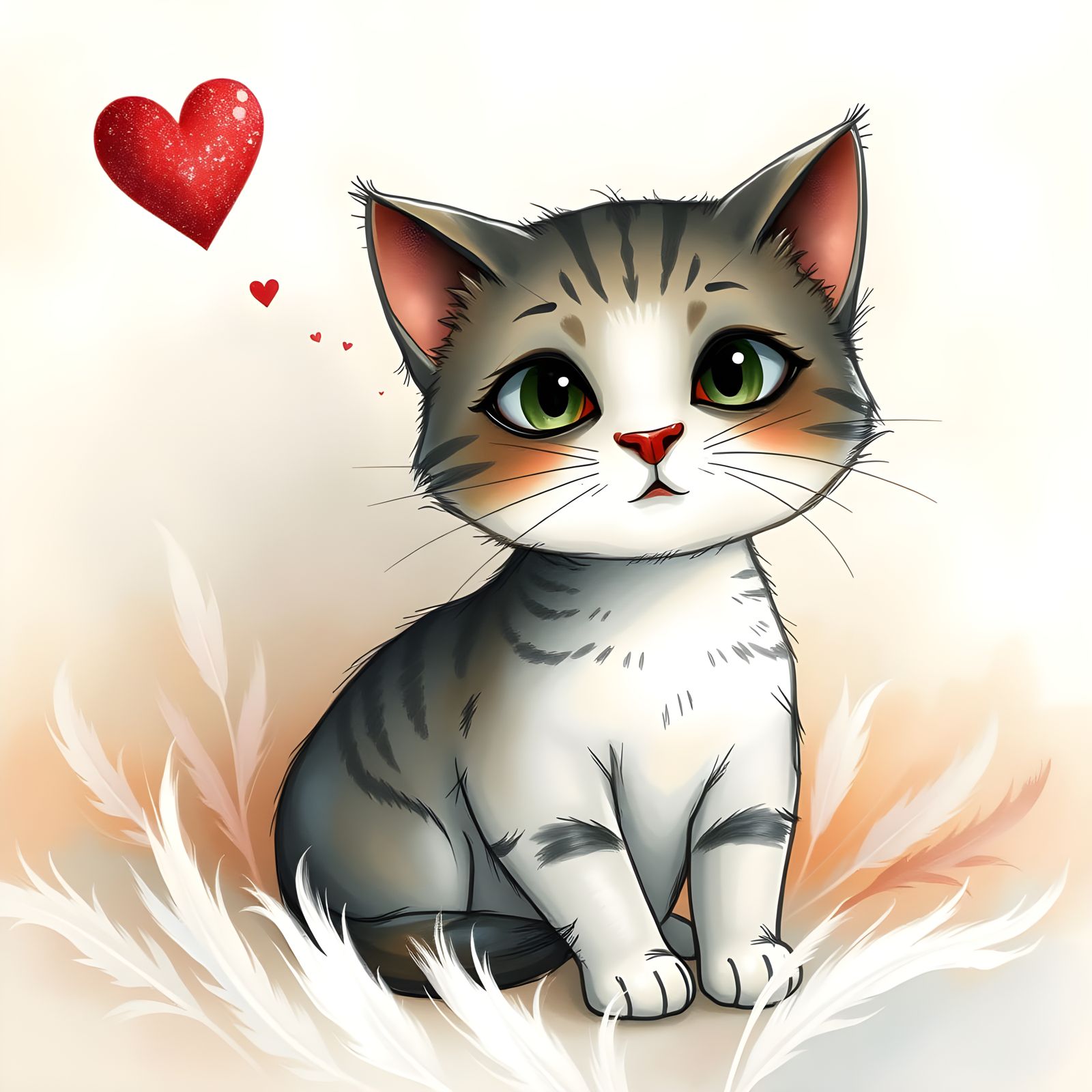 Whimsical Cat in Serene Environment