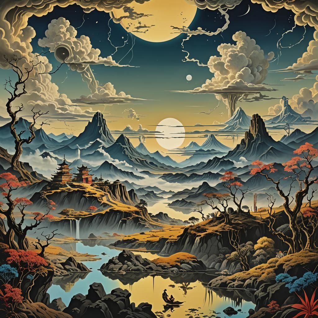 Surreal Dreamscape in Ukiyo-e Style