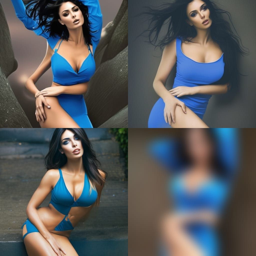 Beautiful Woman in Blue Dress: Fantasy Concept Art