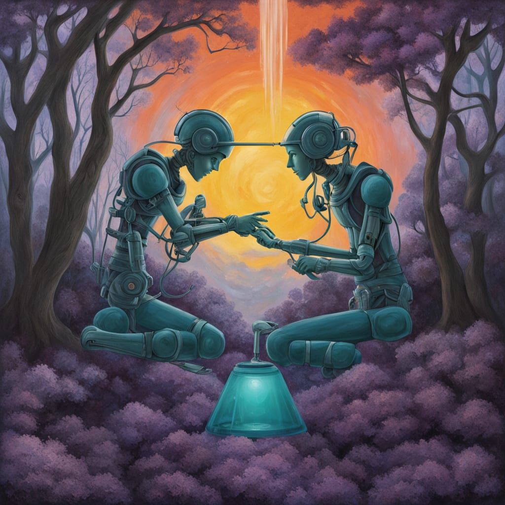 Surreal Teal Dreamscapes with Purple Hues and Starry Skies