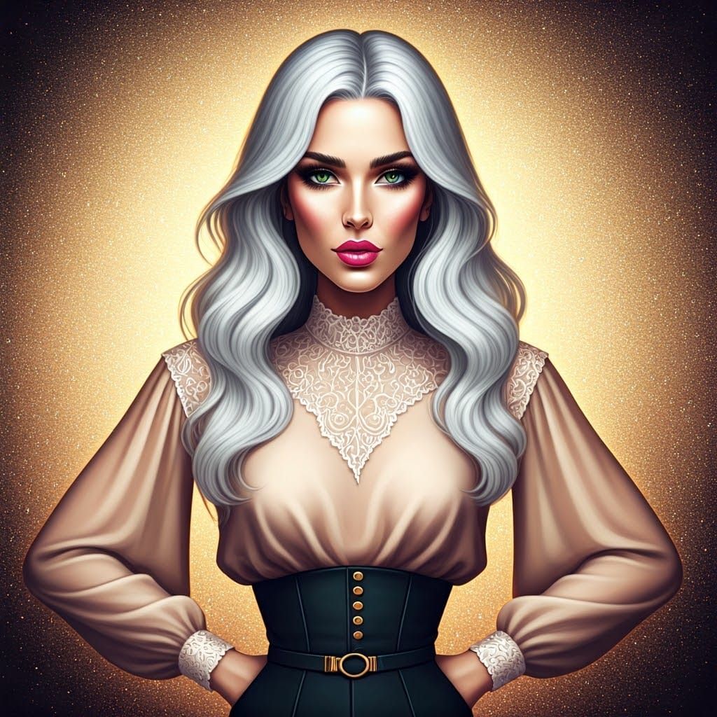 Boujie Woman Portrait in Airbrush Style