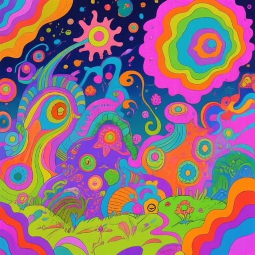 Vibrant Whimsical Psychedelic Dreamscape