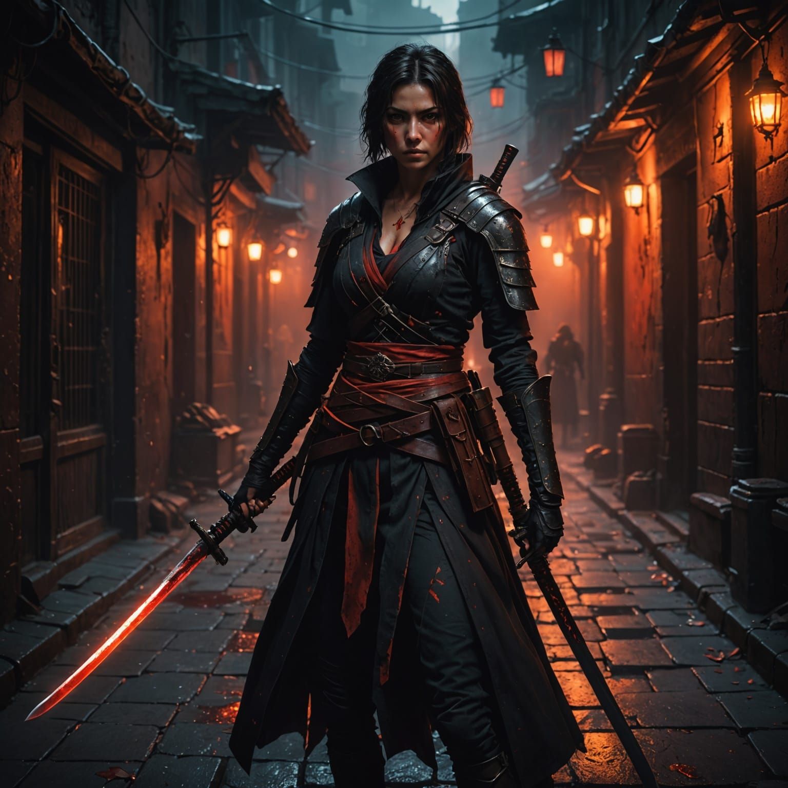 Dark Assassin in Neon Shadows